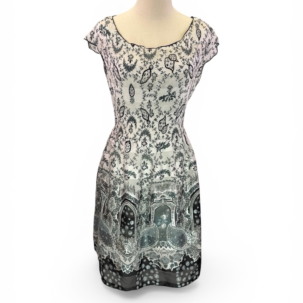 Max Edition Paisley Print Cap Sleeve Fit‎ & Flare Mini Cocktail Dress Size S